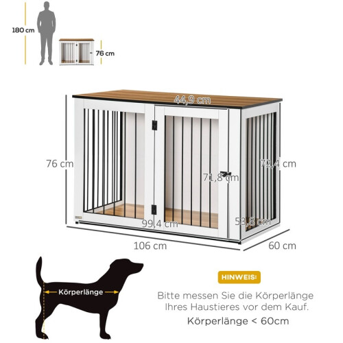 Recinto per cani da interno con porte chiudibili a chiave, noce scuro e bianco 2