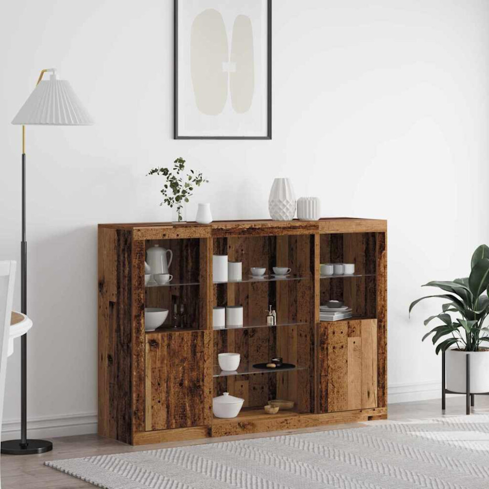 Vidaxl Led Sideboard Old Wood 142.5 X 37 X 100 Cm Engineered Wood