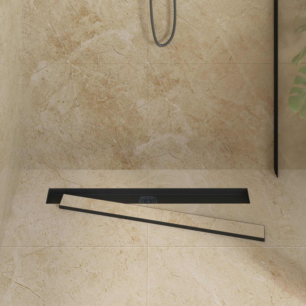 Vidaxl Shower Drain 2-In-1 With 360 Siphon Black 80 Cm