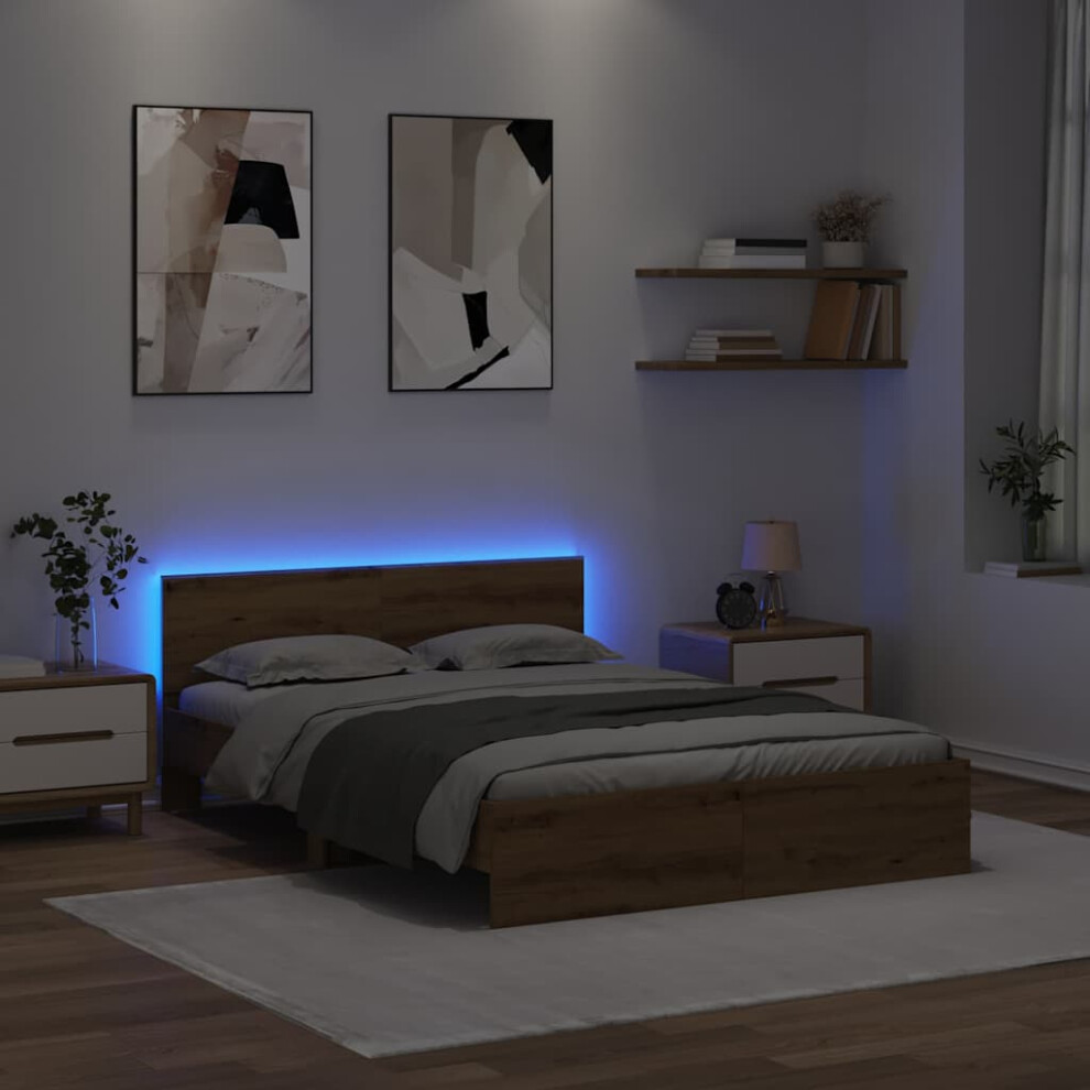 Vidaxl Bed Frame Artisan Oak 150 X 200 Cm Engineered Wood