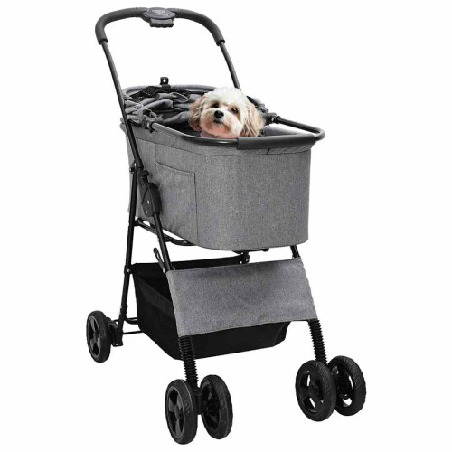 VidaXL vidaXL Folding Pet Stroller Adjustable Grey 81 x 47 x 99 cm Polyester 1