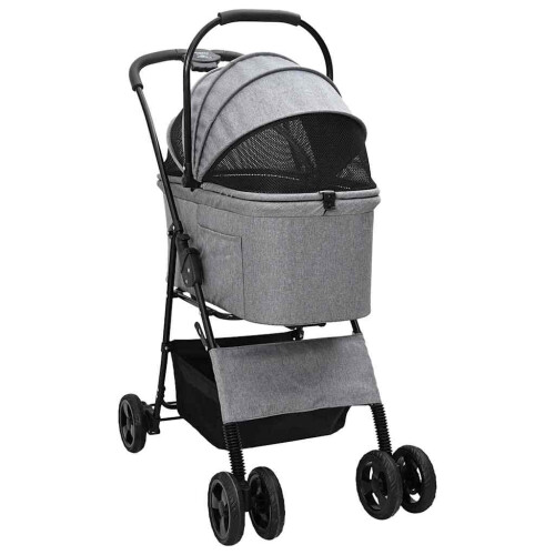 VidaXL vidaXL Folding Pet Stroller Adjustable Grey 81 x 47 x 99 cm Polyester 2