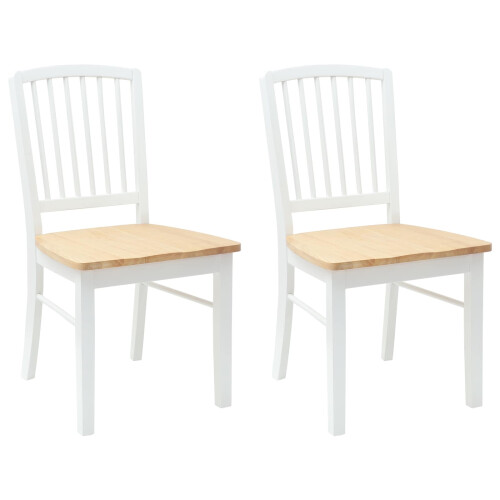 VidaXL vidaXL Dining Chairs 2 pcs White 50 x 52.5 x 91 cm Solid Rubber Wood 1