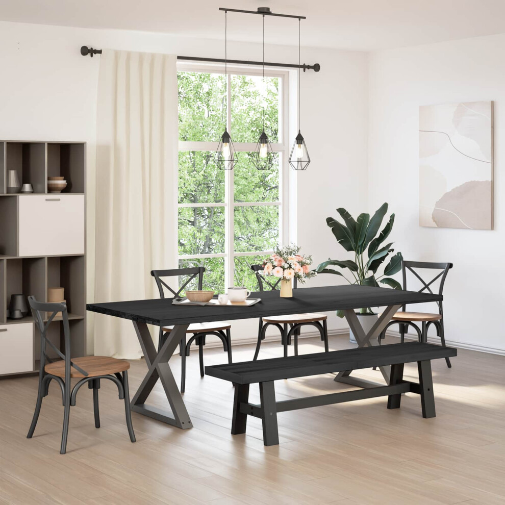 Vidaxl Dining Bench Noain 160 X 41 X 45 Cm Solid Pine Wood Black