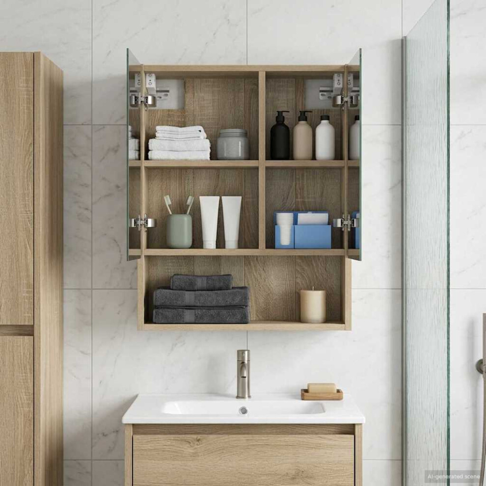 Vidaxl Bathroom Mirror Cabinet With Shelf Sonoma Oak 50 X 14.5 X 70 Cm
