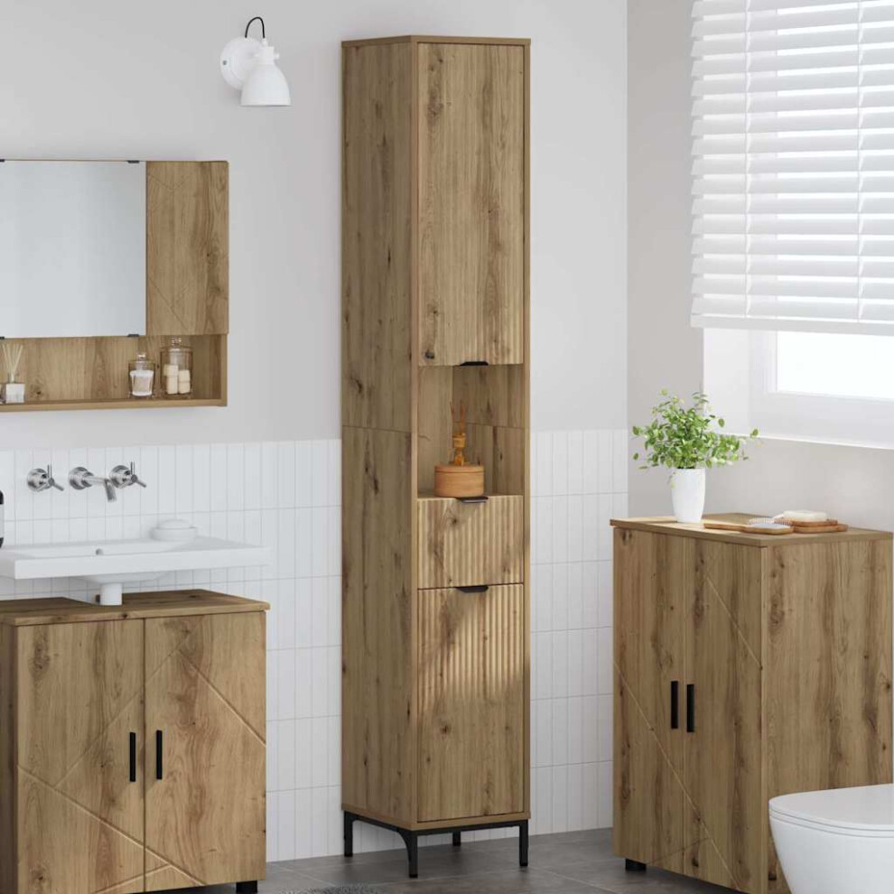 Vidaxl Bathroom Cabinet With Drawer Artisan Oak 31.5 X 33 X 190 Cm