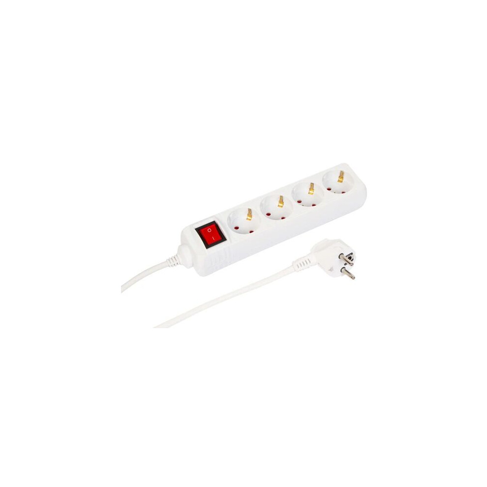 Microconnect 4-Way Schuko Power Strip On/Off Switch 3M White 5715063307236
