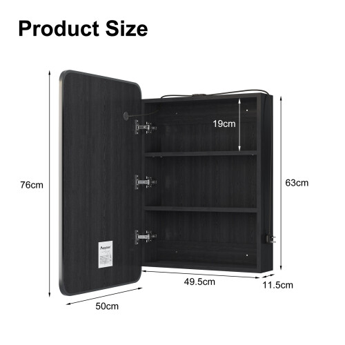 50x80 Lighted Bathroom Mirror Cabinet,3 Color LED 1
