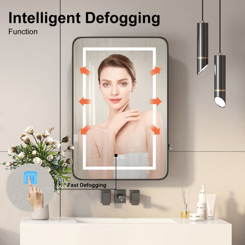 50x80 Lighted Bathroom Mirror Cabinet,3 Color LED 2