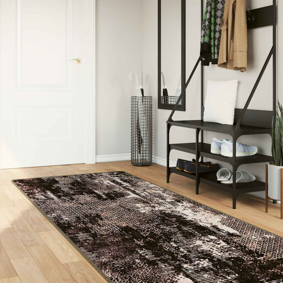 Vidaxl Rug Runner Marsa 100 X 300 Cm Polyester And Pvc Black
