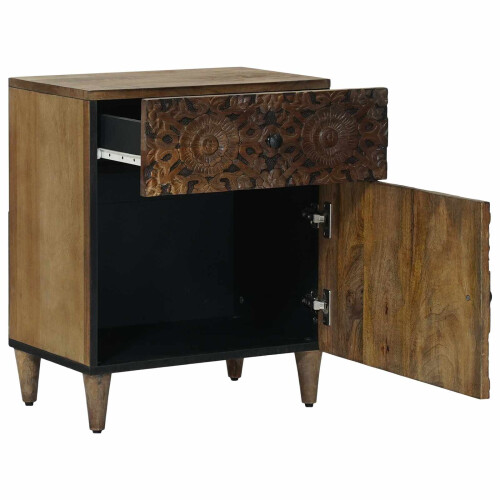 VidaXL vidaXL Bed cabinet with Drawer Brown 50 x 33 x 60 cm Solid Mango Wood 1