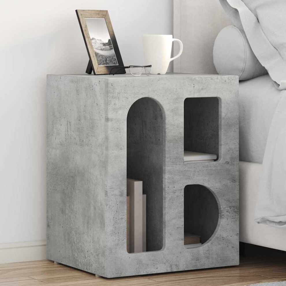 Vidaxl Bedside Table Concrete 40 X 35 X 50 Cm Engineered Wood Grey