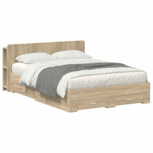 vidaXL Bed Frame with Storage Sonoma Oak 150 x 200 cm Engineered Wood