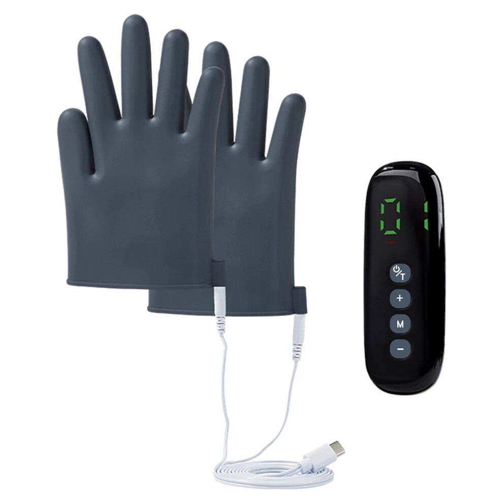 Stoyotu (Black) Electric Massage Gloves Ems Pulse Body Massager Microcurrent Muscle Stimulator Relieve Fatigue Muscle Relaxation Massage Gloves