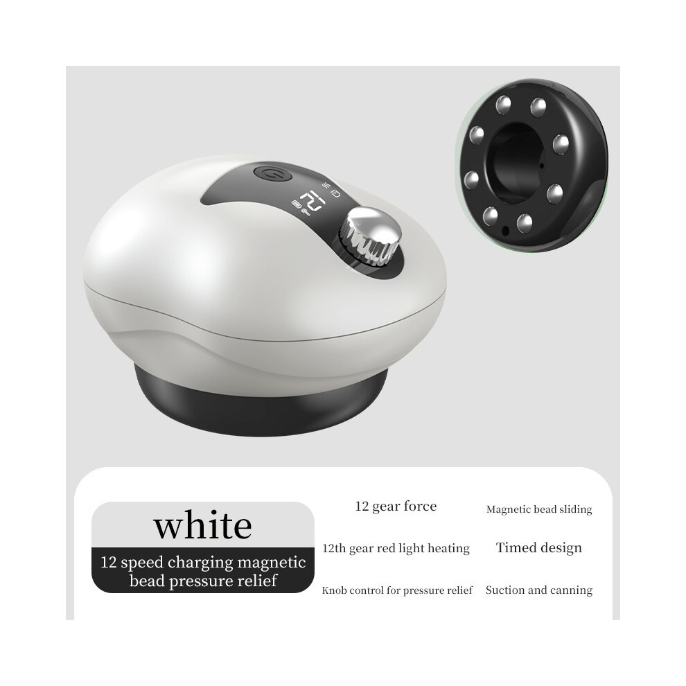Stoyotu (White) Electric Body Guasha Massager Vacuum Cupping Guasha Scraping Body Massager Suction Cup Heating Fat Burner Body Massger
