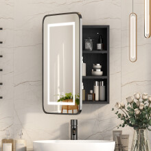 40x60 Lighted Bathroom Mirror Cabinet,3 Color LED