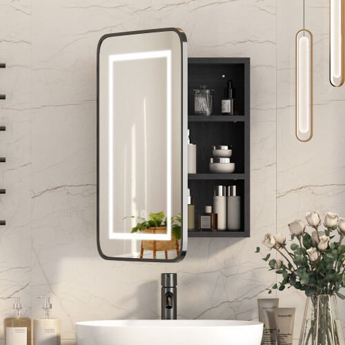 40x60 Lighted Bathroom Mirror Cabinet,3 Color LED