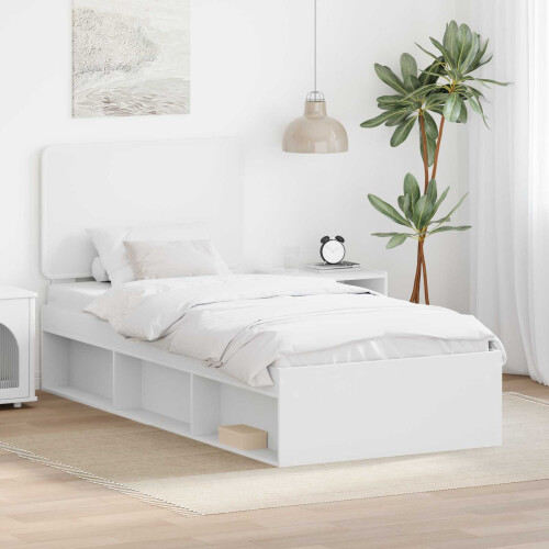 VidaXL vidaXL Bed Frame with Headboard White 90 x 190 cm Solid Pine Wood