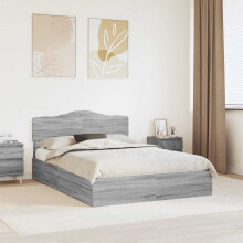 vidaXL Storage Bed Grey Sonoma 140 x 200 cm Engineered Wood