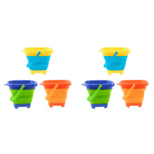 6PCS Foldable Bucket Foldable Pail Bucket Sand Buckets Silicone Collapsible Bucket for Kids Beach Camping 2L