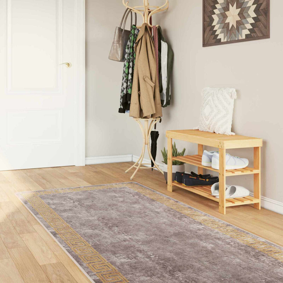 Vidaxl Rug Runner Marsa 80 X 350 Cm Polyester And Pvc Grey