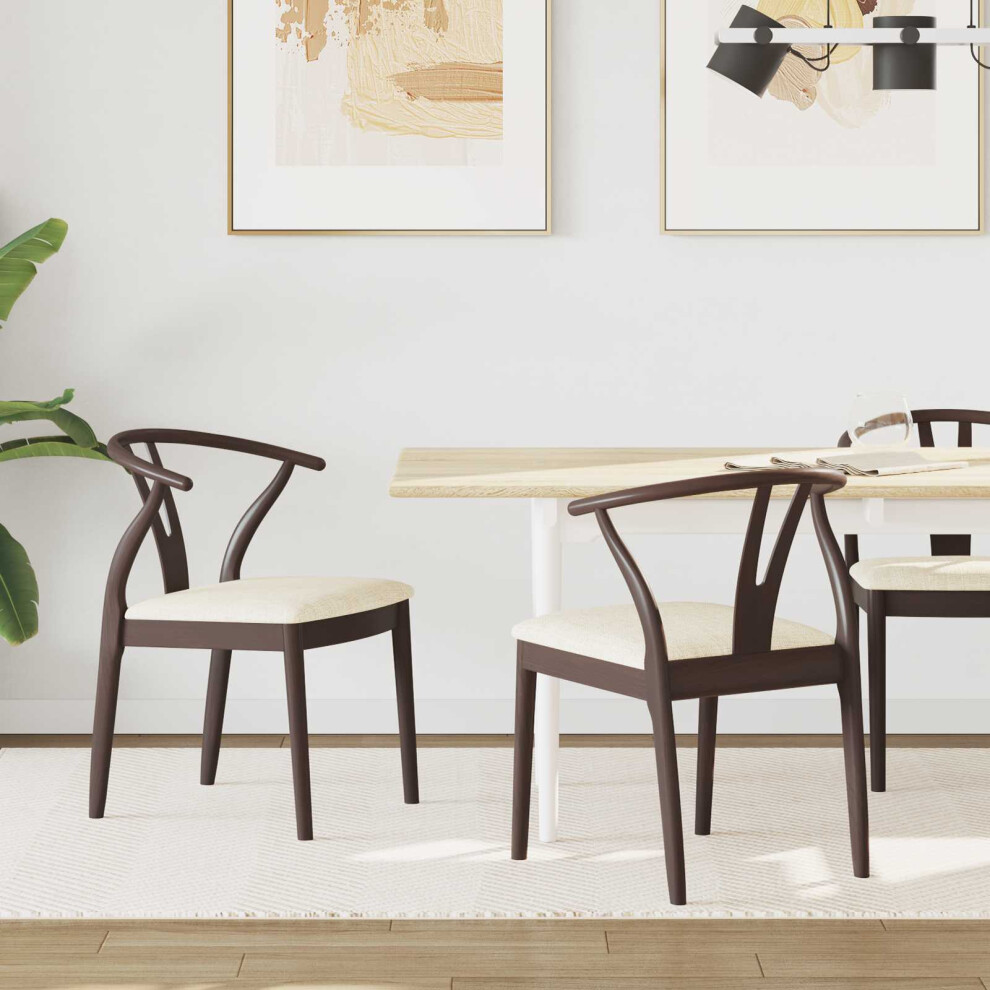 VIDAXL Set of 2 Dining Chairs - Rubberwood - Light Brown - Vintage Style - Image 2