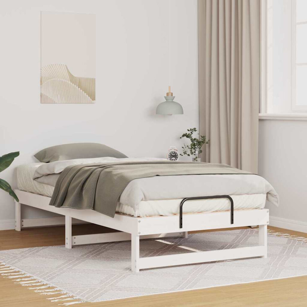 Vidaxl Bed Frame White 75 X 190 Cm Solid Pine Wood