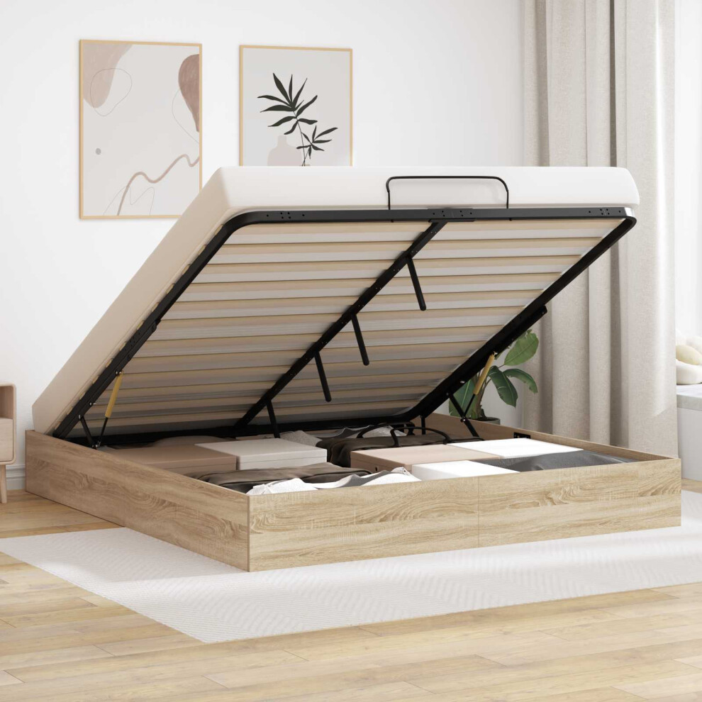 Vidaxl Ottoman Bed Frame Sonoma Oak 203 X 160 X 25 Cm Engineered Wood