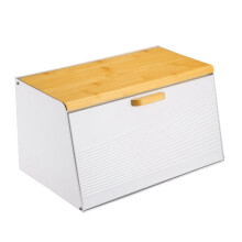 White Trapezoidal Flip Lock Bread Box Airtight Loaf Storage Container for Home Kitchen, Bakery and Restaurant Countertop