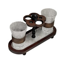 Vintage Marble-Style Bathroom Organizer, Toothpaste Dispenser with Toothbrush Holder - Freestanding Storage Rack