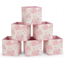 6 Pack  Floral  Storage Bins 12.5" X 12.5" Fabric Storage Baskets with Handles Organizer Boxes