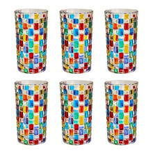 Set of 6 Hand-Painted Colored Crystal Glasses