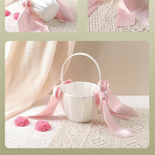 2 Pcs Flower Girl Basket &  Bearer Pillow Set