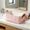 4 Pack  Medium Storage Basket Light  Ribbed Corduroy Fabric Storage Bins with Handles Fabric Organizer Cubes 5