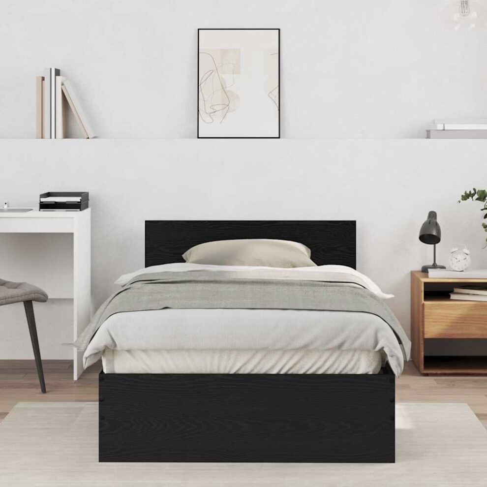 Vidaxl Bed Frame Black Oak 203 X 104 X 70 Cm Engineered Wood