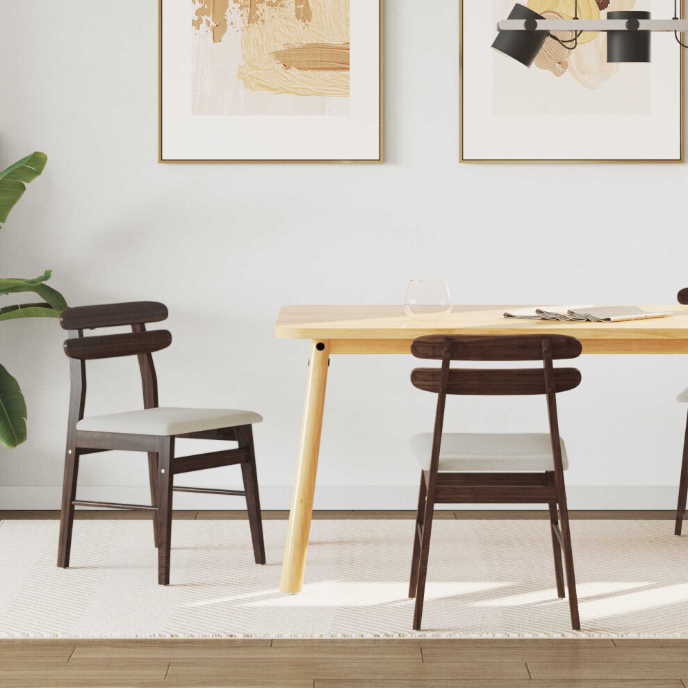 VIDAXL Set of 2 Rubberwood Dining Chairs - Light Brown - Vintage Style - Image 2