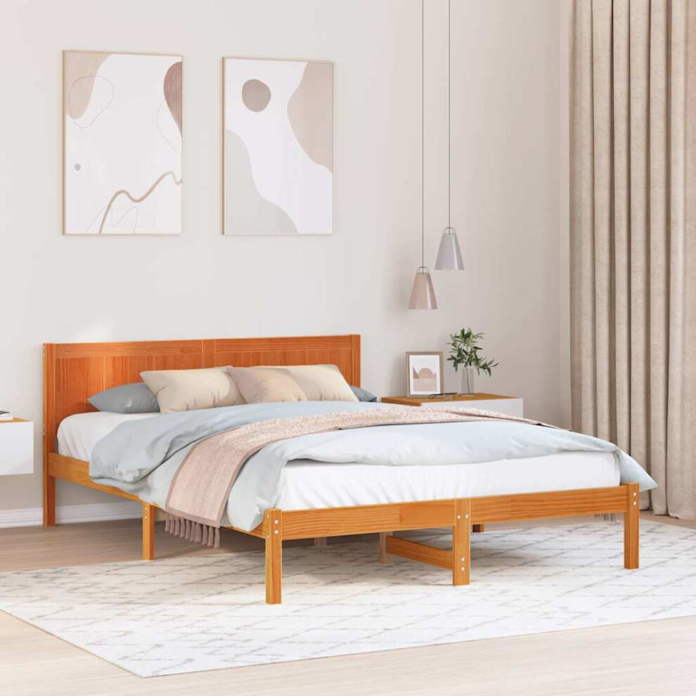 Vidaxl Bed Frame Brown 140 X 200 Cm Solid Pine Wood