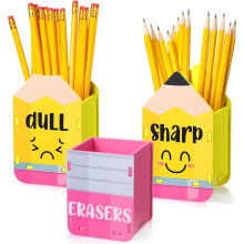 1set Wooden Pencil Case, Cartoon Pencil Case, Pencil Shape, Mood Pencil Case, Classroom Pencil Storage Case