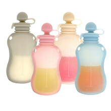 Silicone Reusable Food Pouches , 4 Pack Leakproof Refillable Squeeze Pouches, for Homemade Puree, Yogurt,150ml