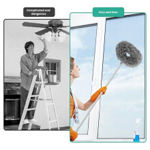 1 Ensemble Nettoyeur Ventilateur Plafond, Longueur Du Plumeau, pour Nettoyer les Pales Ventilateur, les Toiles D'Araignée, les Murs, les Fenêtres et