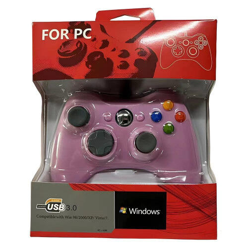 (Pink) For Xbox360 Pc Tv Ps3 Gamepad Game Controller Usb Wired Gift Vibration Feature