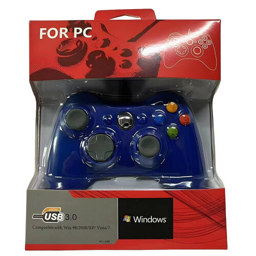 (Blue) For Xbox360 Pc Tv Ps3 Gamepad Game Controller Usb Wired Gift Vibration Feature