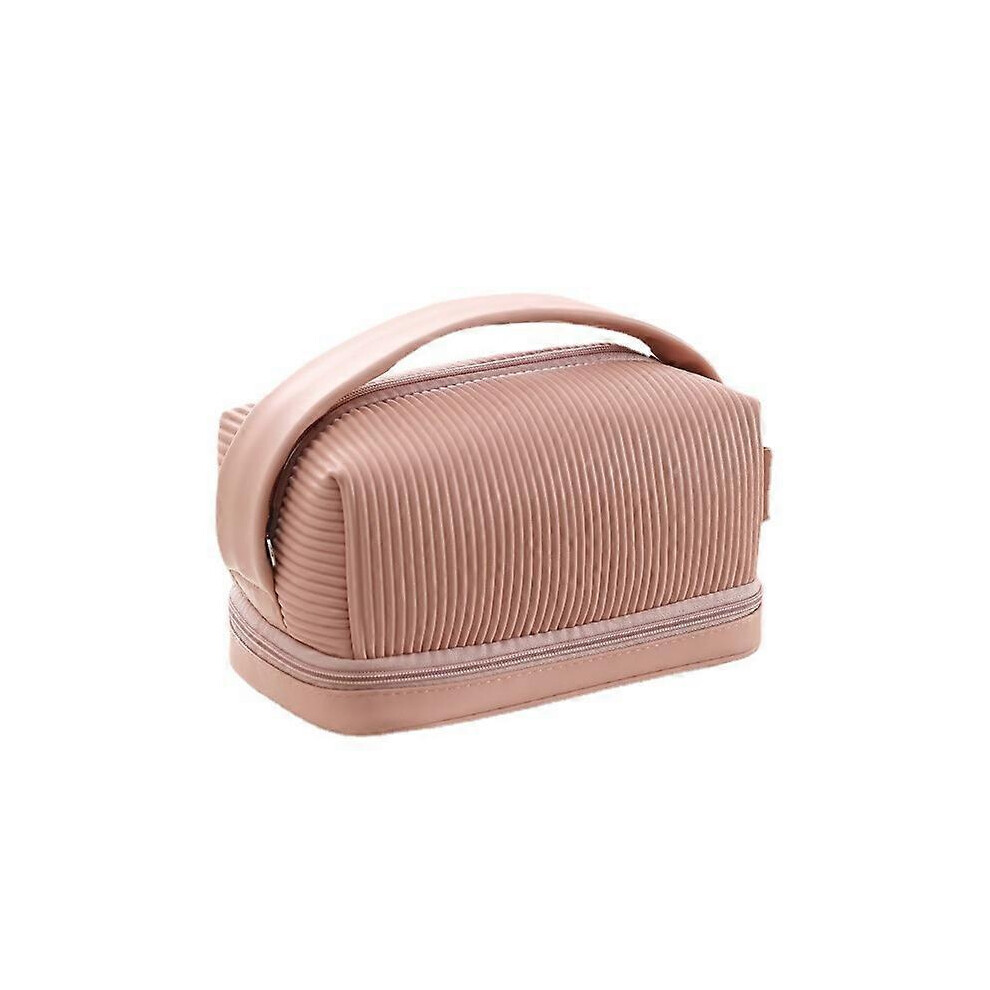 Blue Corduroy Mini Makeup Bag, Women's Cosmetic Pouch, Metal Zipper Toiletry Organizer