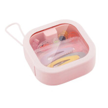 Pink & Gray Portable Transparent Tote – Waterproof Foldable Lightweight Handle Bag