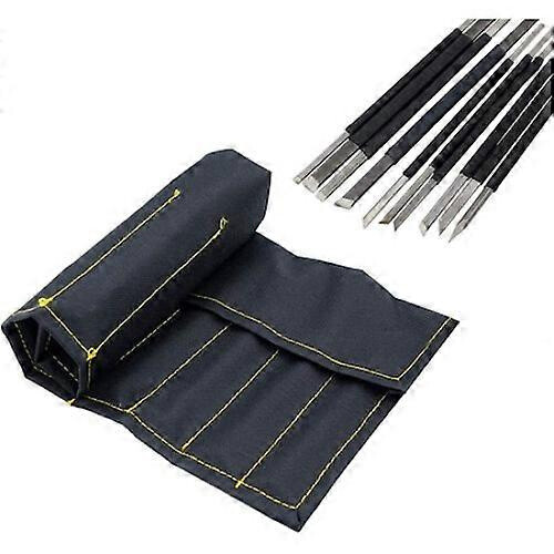 6-Pocket Canvas Roll-Up Tool Pouch for Car & Home Maintenance