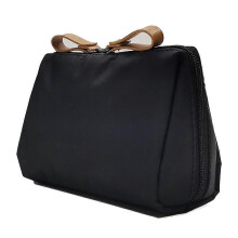 Black Foldable Cosmetic Brush Travel Case, Multi-Function Makeup Pouch Organizer