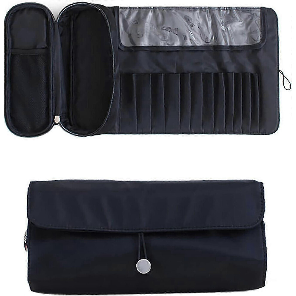 Portable Foldable Makeup Brush Travel Case, Multi-Function Organizer Pouch