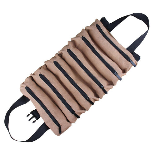 6-Pocket Canvas Roll-Up Tool Pouch for Car & Home Maintenance