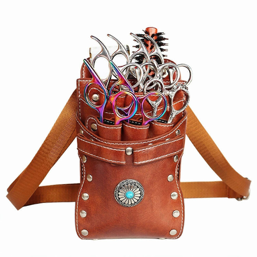Barber Scissors Waist Pouch 7-Slot Detachable Pu Leather Hairstylist Tool Bag 8082847177314