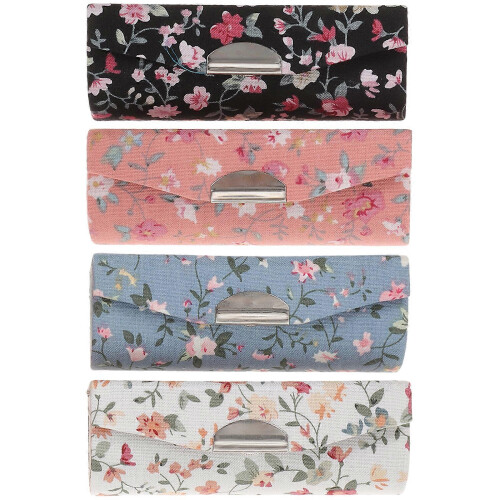 4PCS Embroidered Lipstick Storage Box, Makeup Organizer Bag (Black/White/Blue/Pink)
